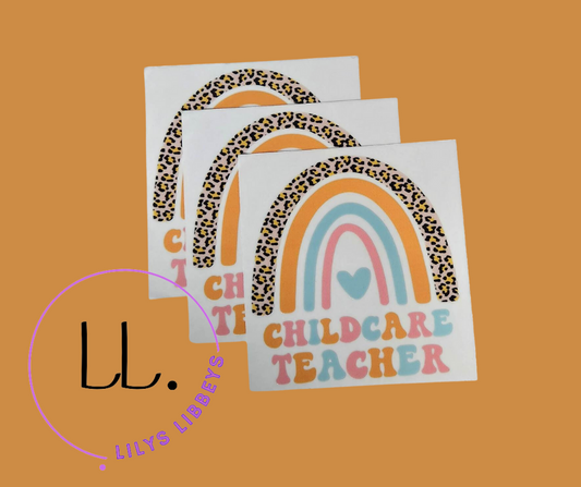 Childcare teacher -  Full Clear Decal(WILL be put on a cup just pick the size!)